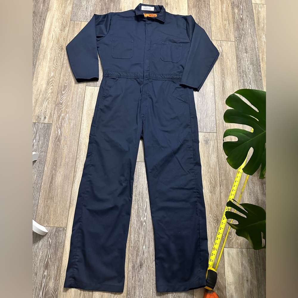 #11)  NWOT Men’s Unifirst Coveralls navy blue Size 42-RG measurements posted.